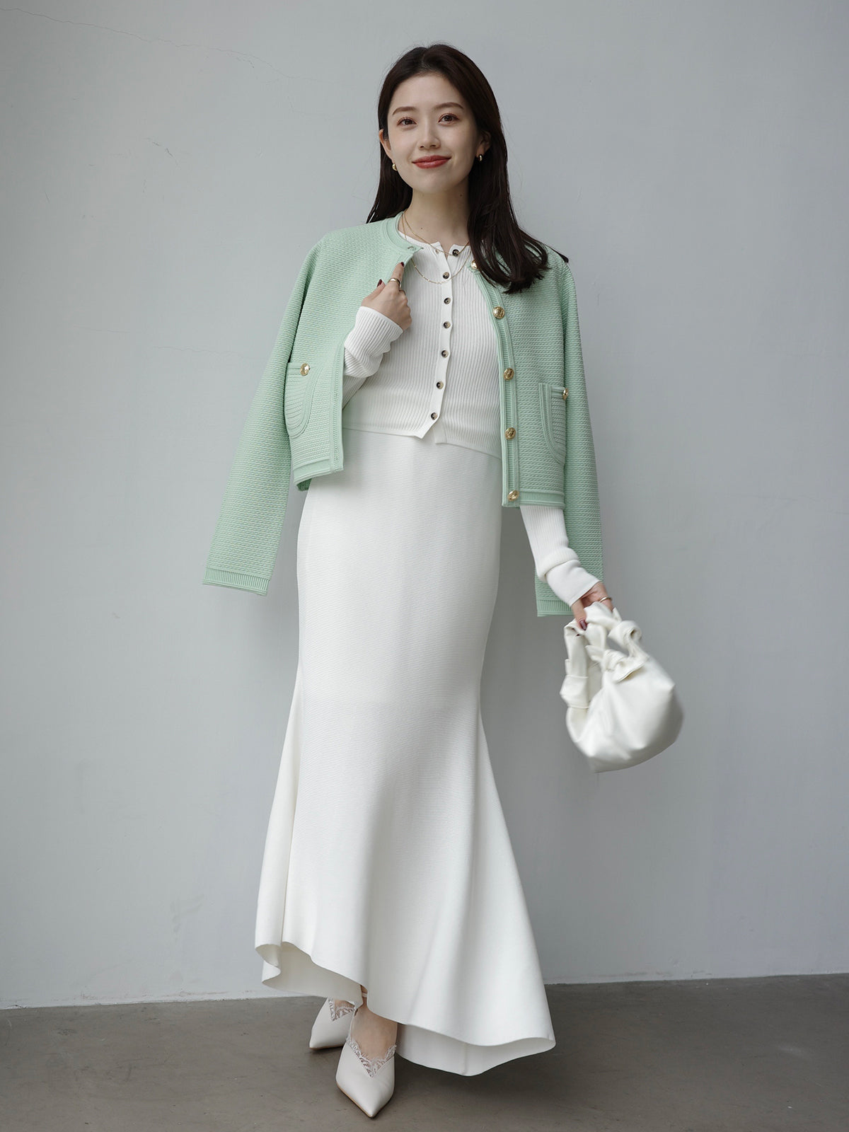 リュクスビスコースリブニットカーディガン