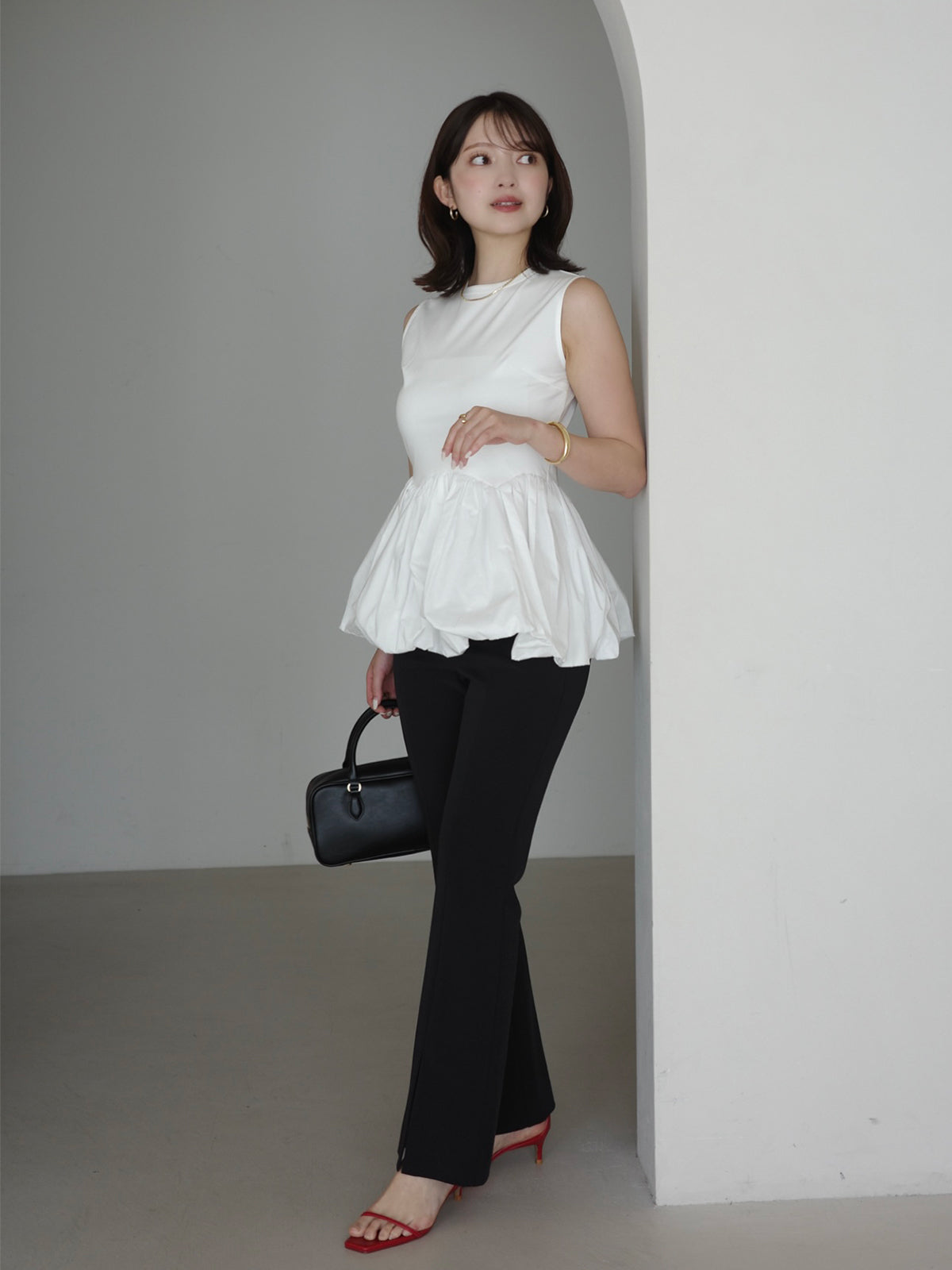 Silk-Touch Cotton Balloon Hem Docking T-Shirt