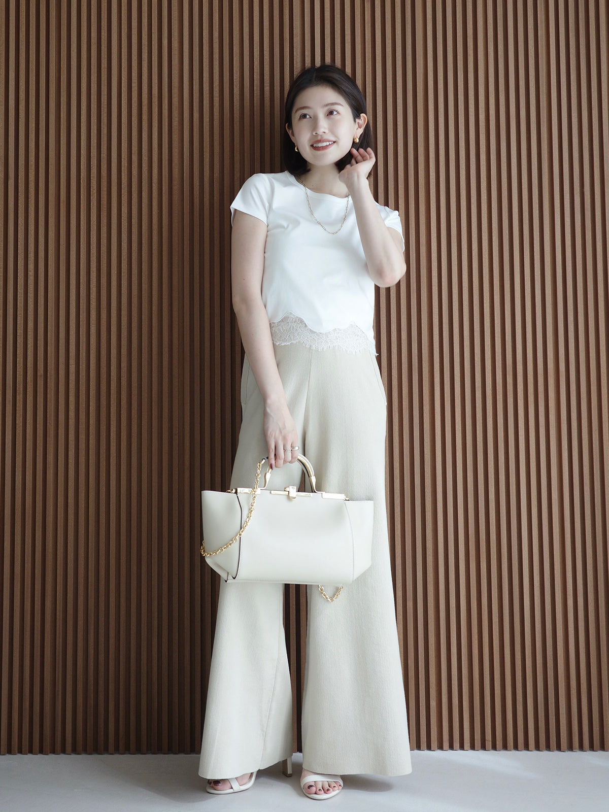 Silk-Touch Cotton Lace Trim Compact T-Shirt
