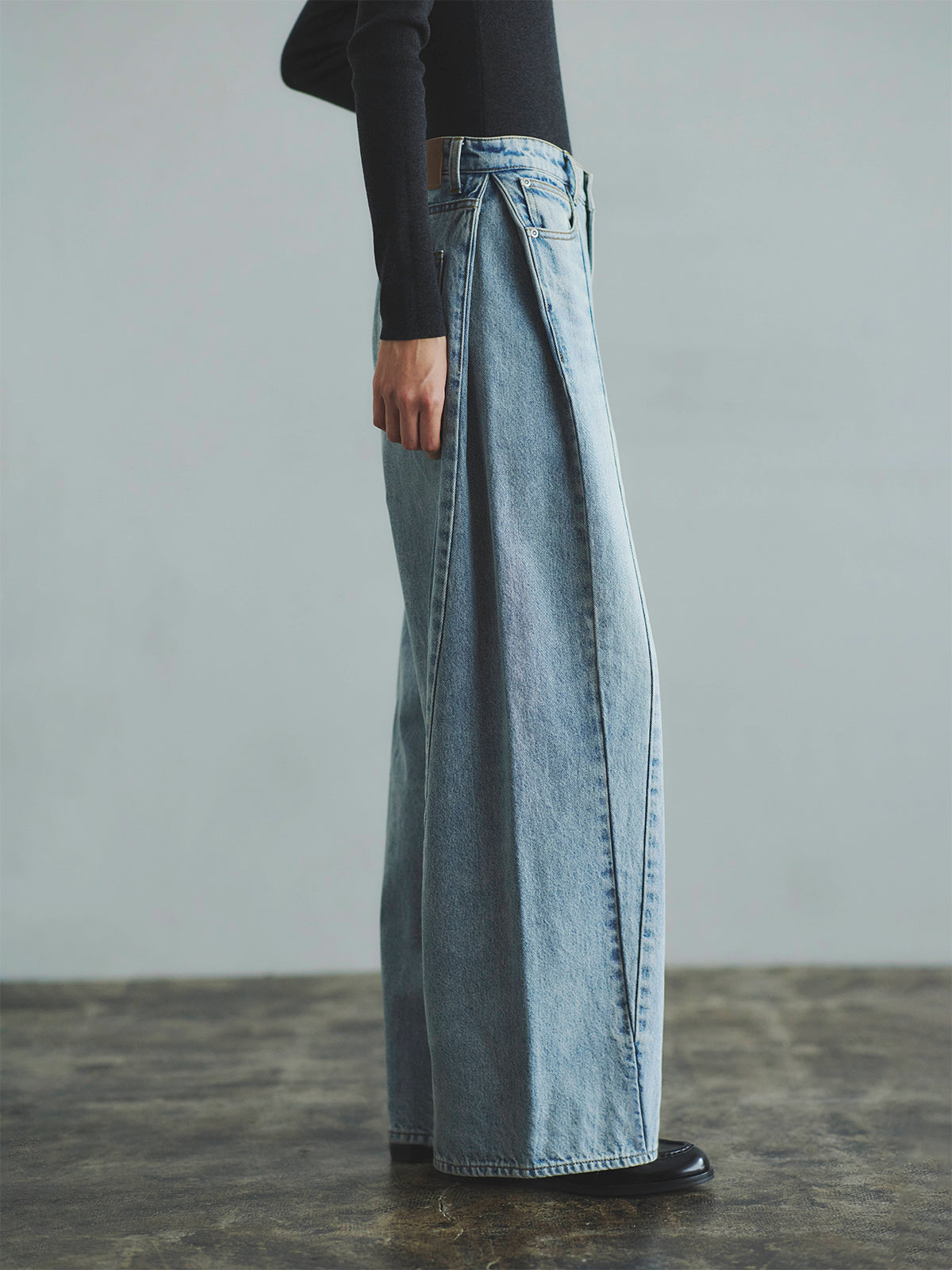 サイドタックカジュアルワイドデニム
