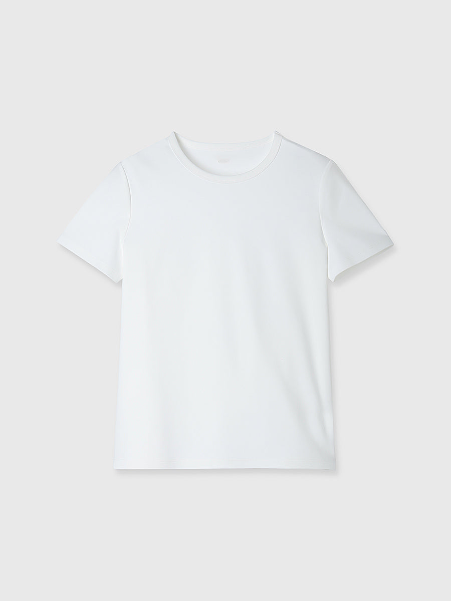 シルクタッチコットンスリムフィットTシャツ