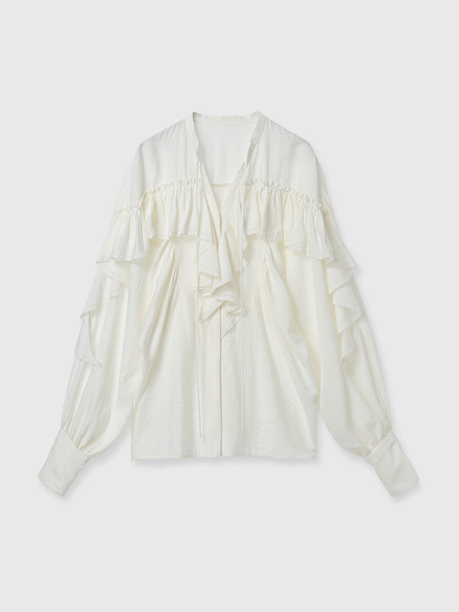 リンクルラッフルブラウス