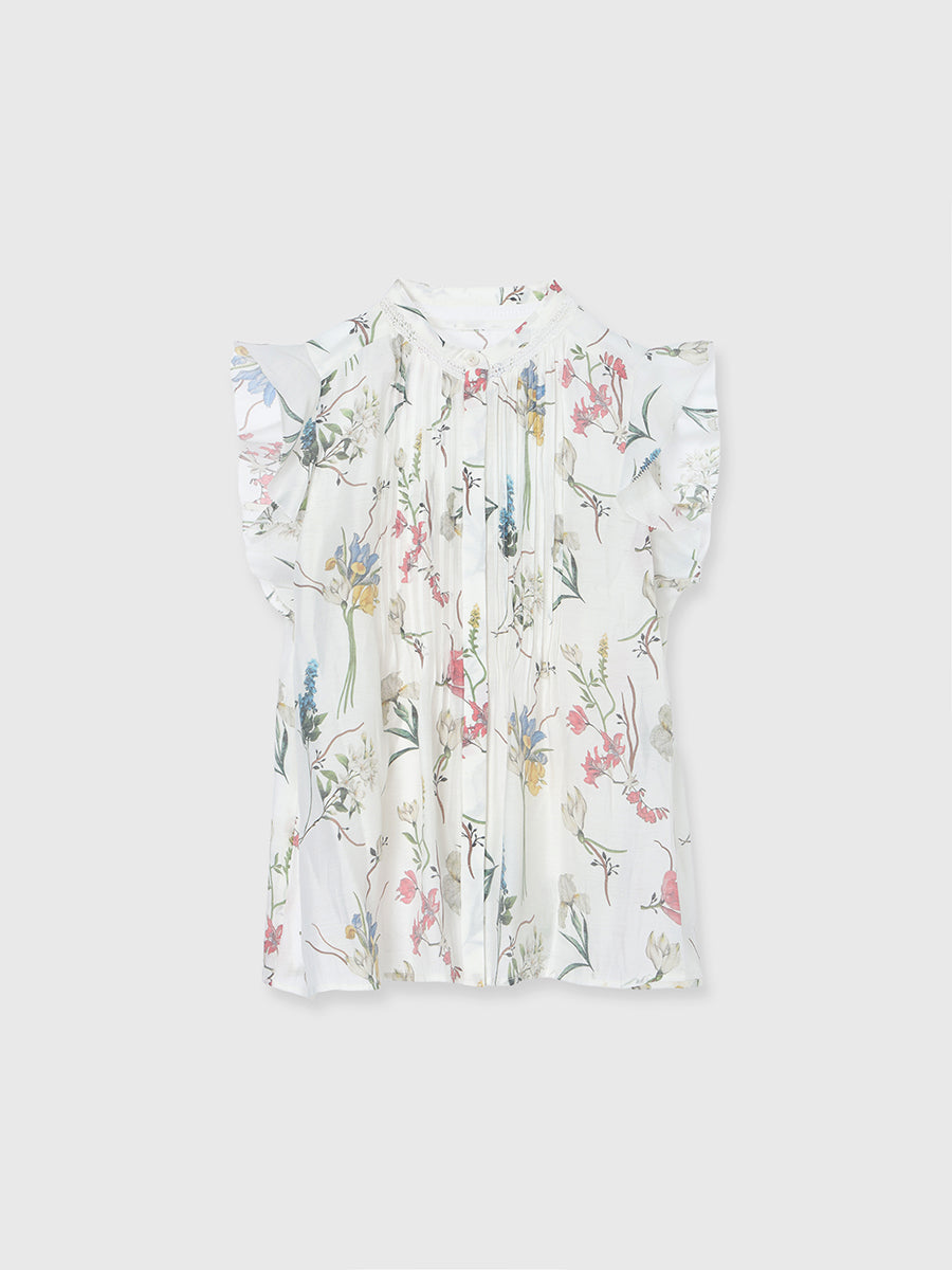 フローラルモチーフプリントブラウス