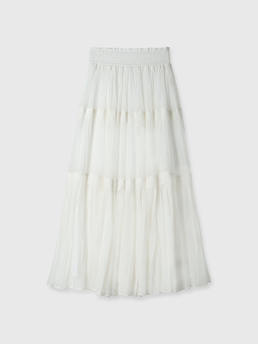 Indiaシルクブレンドティアードスカート