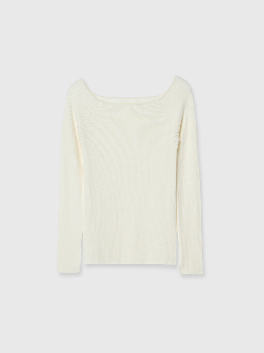 【WEB限定】シルクカシミヤブレンドフィットリブボートネックニット