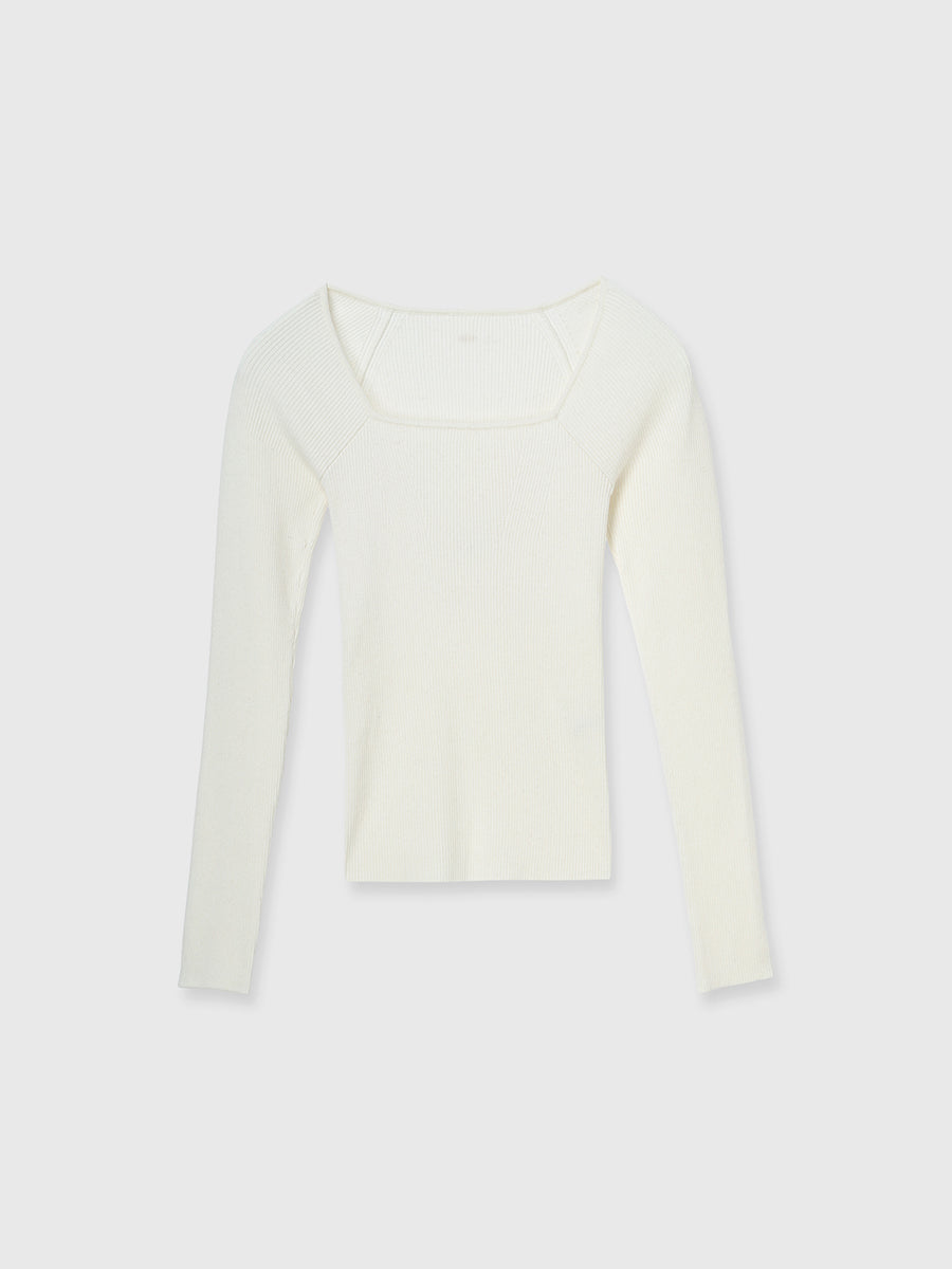 シルクカシミアブレンドデコルテリブニット