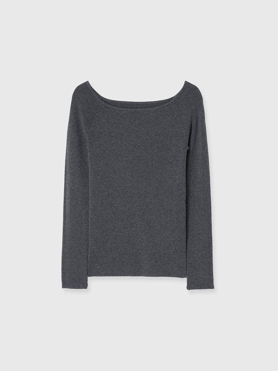 【WEB限定】シルクカシミヤブレンドフィットリブボートネックニット
