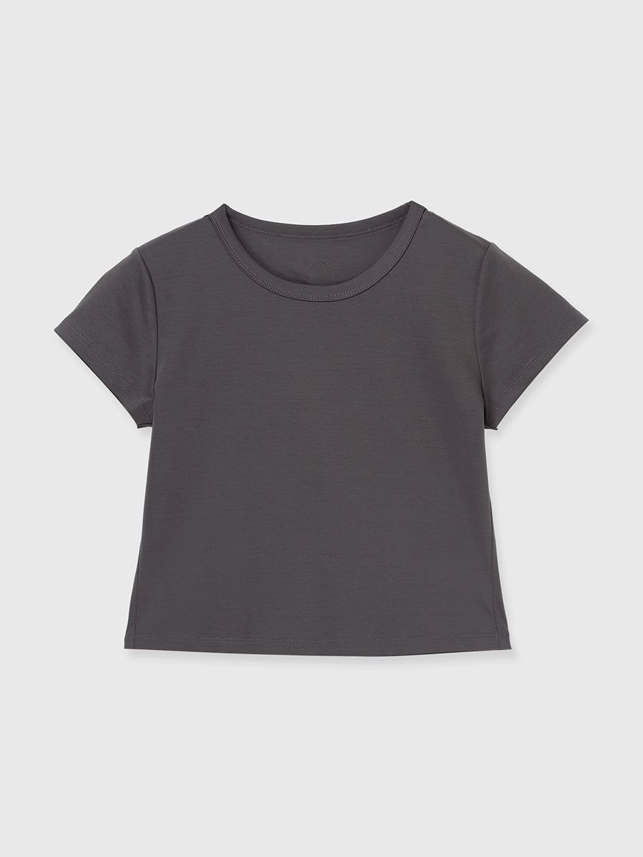 シルクタッチコットンクロップドTシャツ