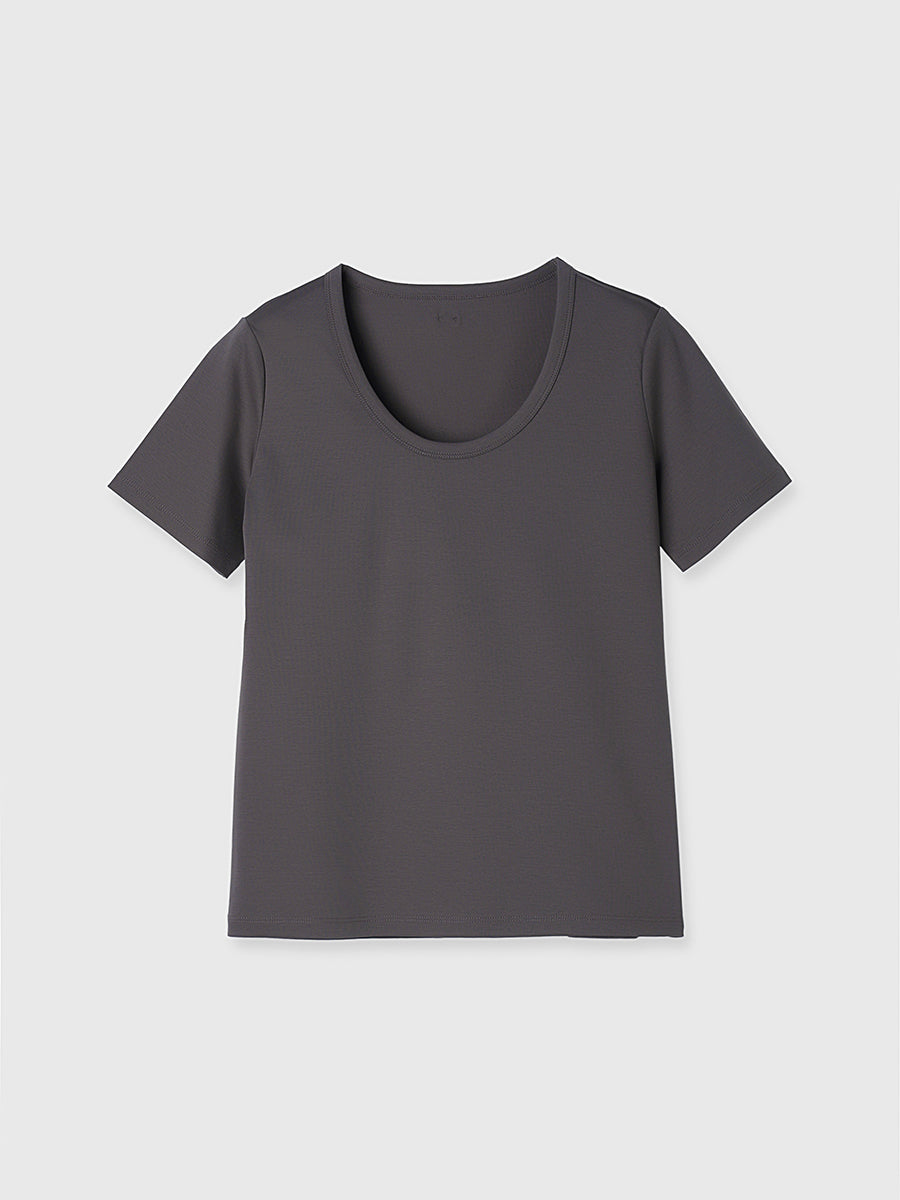 anuans 新品未使用　シルクタッチコットンUネックT シルクタッチコットンUネックTシャツ