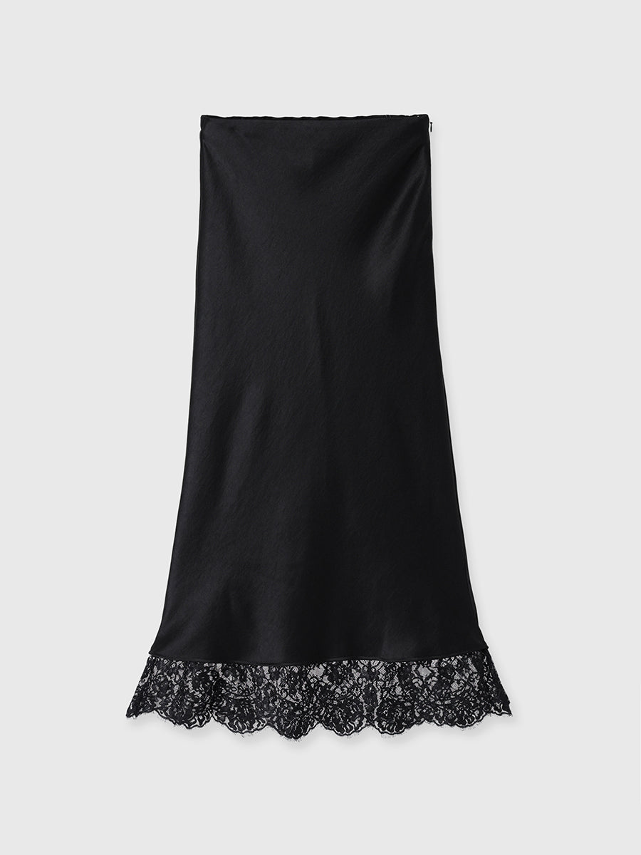 レースレイヤードサテンナロースカート