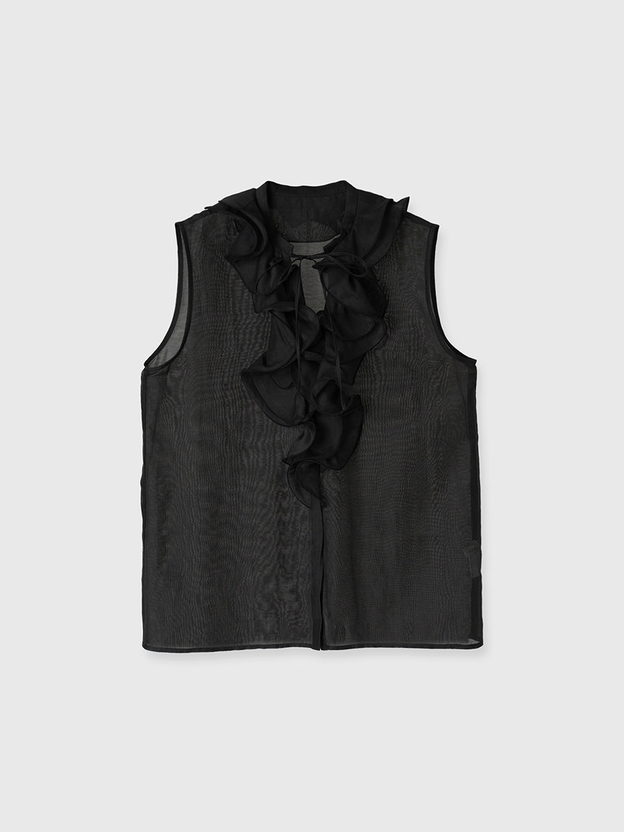 シルクブレンドラッフルブラウス