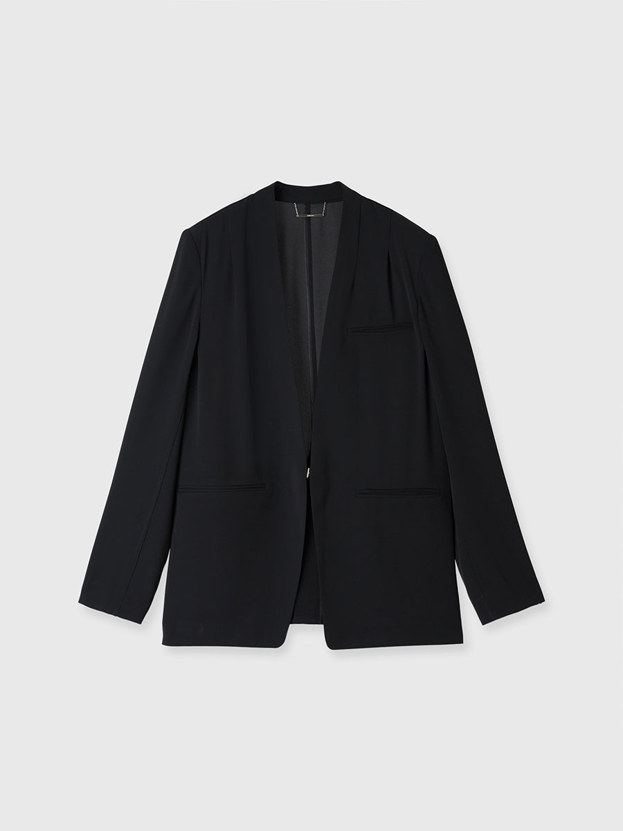 ライトダブルサテンノーカラージャケット