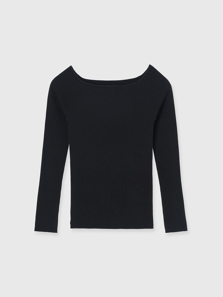 新品タグ付　anuans アニュアンス　シルクカシミアブレンドボートネックニット シルクカシミアブレンドボートネックニット