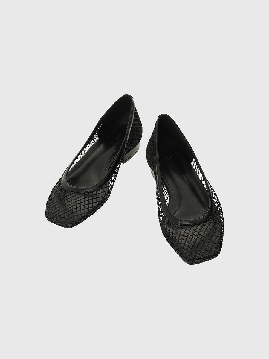 レディースメッシュパンプ半袖　L・ブラック　新品未使用 メッシュフラットパンプス