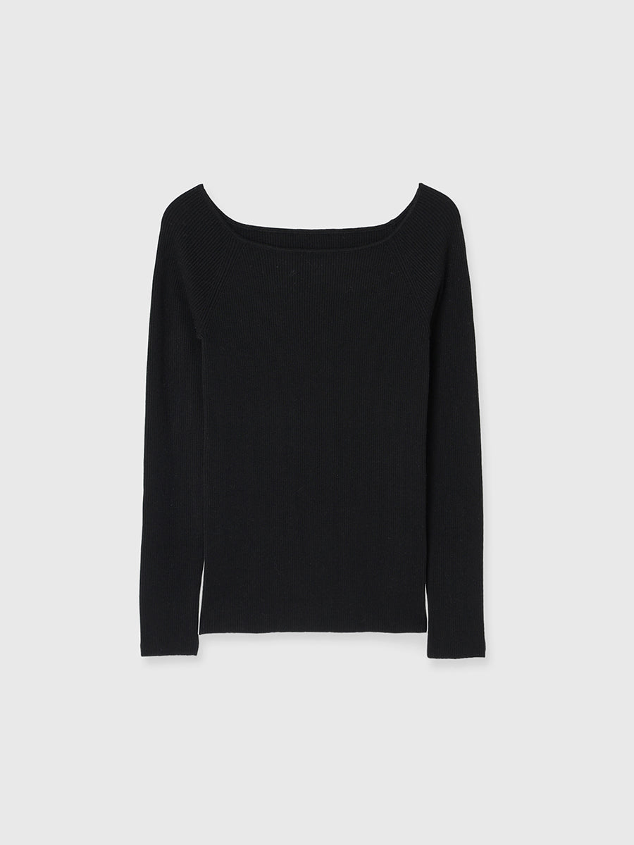 【WEB限定】シルクカシミヤブレンドフィットリブボートネックニット