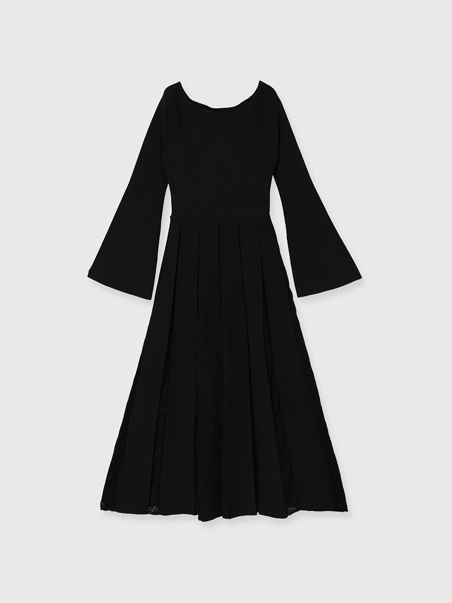 モヘアプリーツニットワンピース