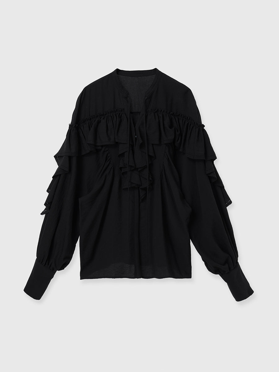 リンクルラッフルブラウス