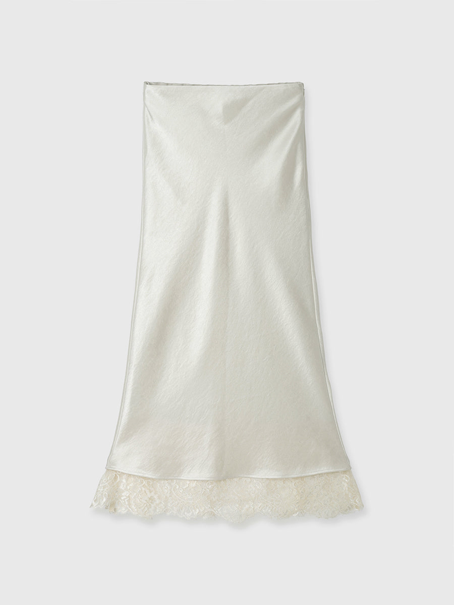 レースレイヤードサテンナロースカート