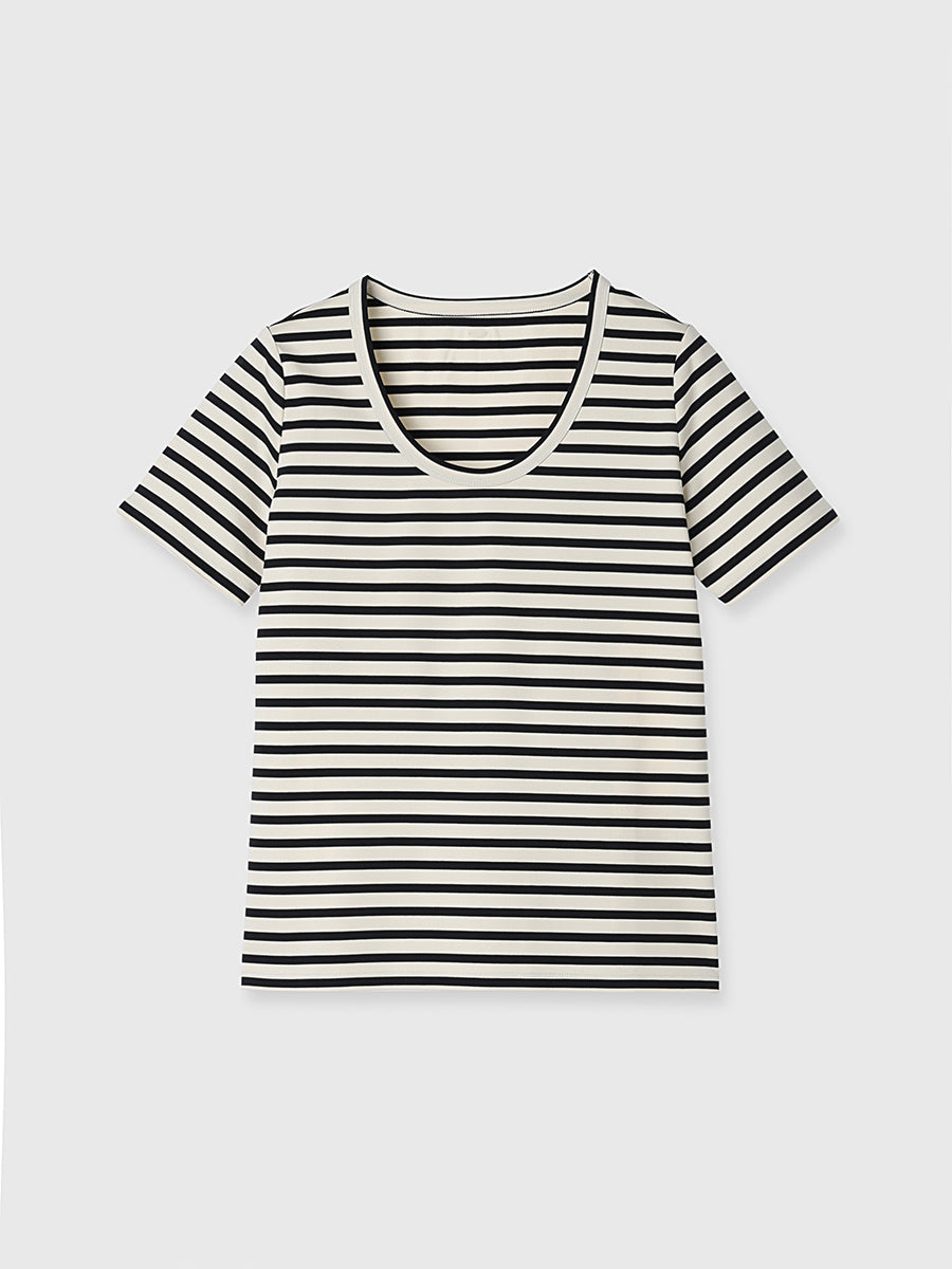 Silk-Touch Cotton U-Neck T-Shirt