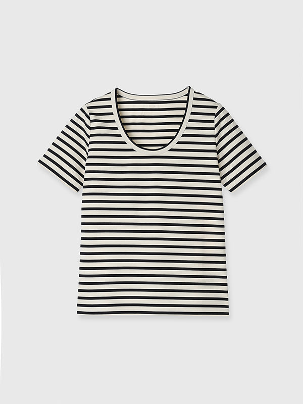 Silk-Touch Cotton U-Neck T-Shirt