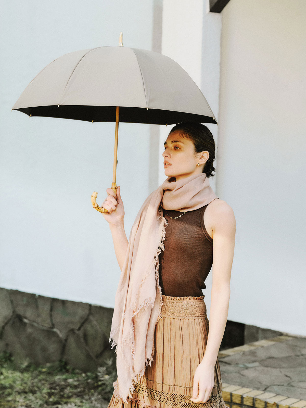 【untule×ánuans】コラボレーション日傘(長傘/S) GREY BEIGE