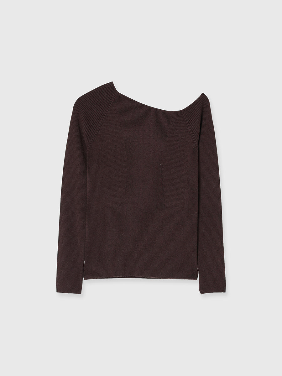 シルクカシミヤブレンドフィットリブアシンメトリーニット