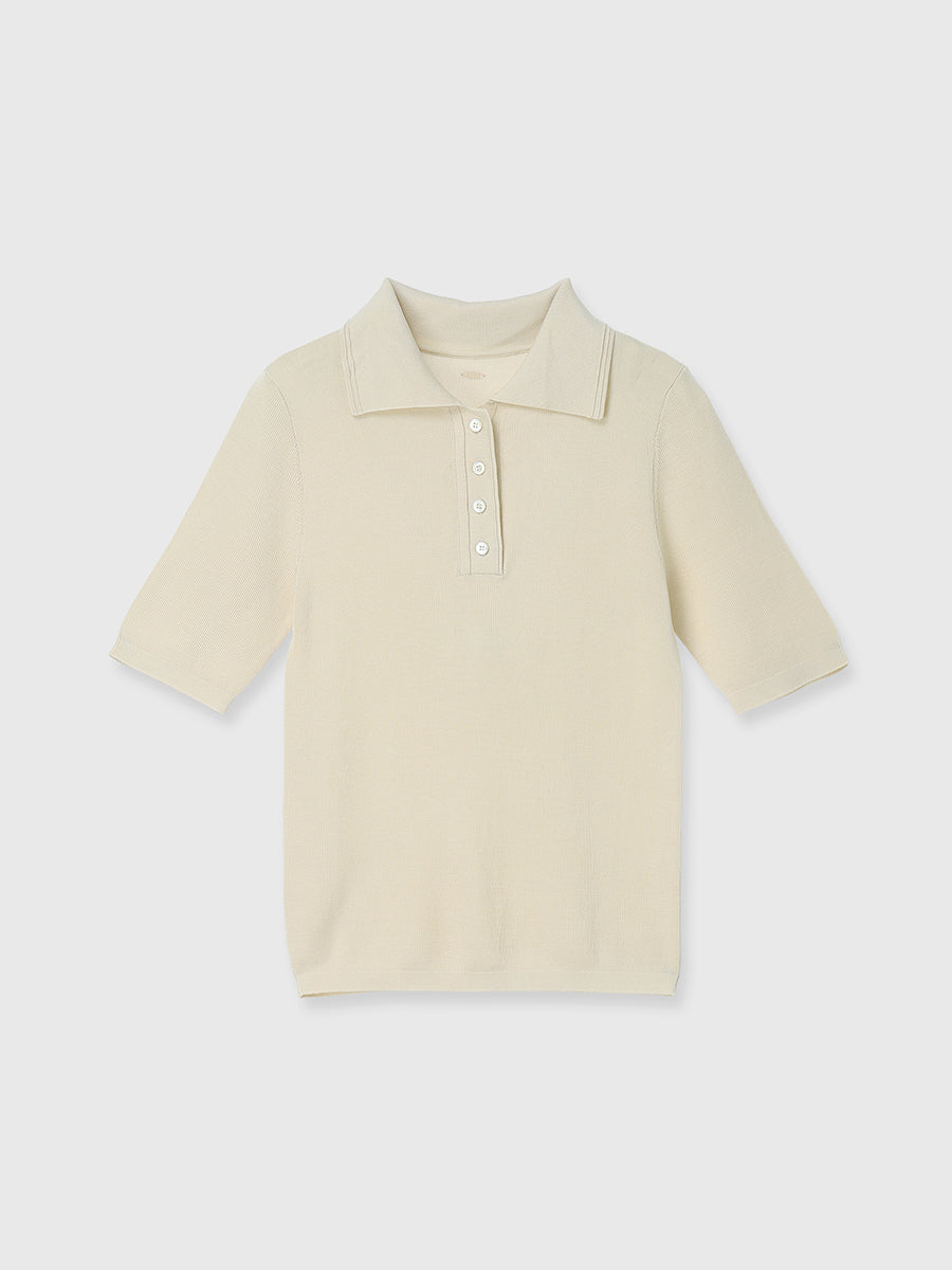Tencel Polo Knit Top