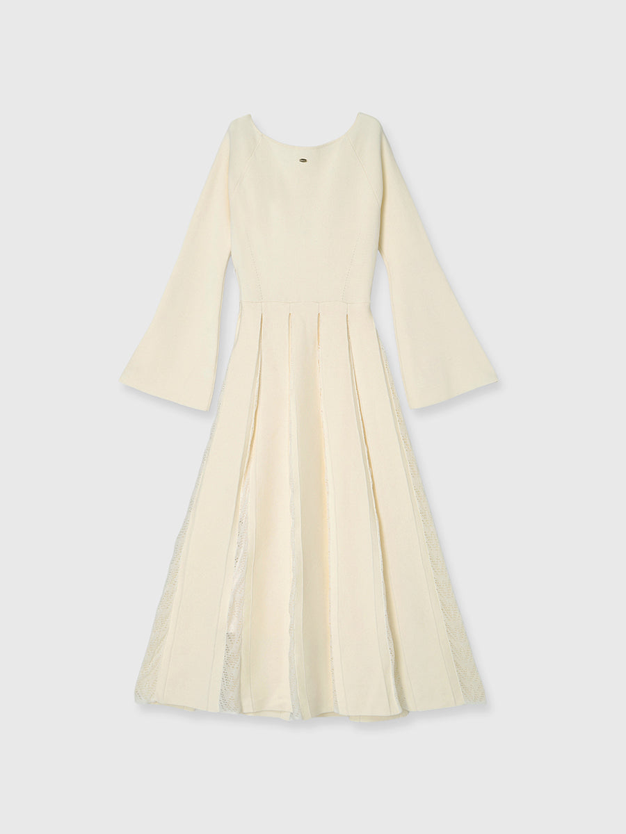 モヘアプリーツニットワンピース