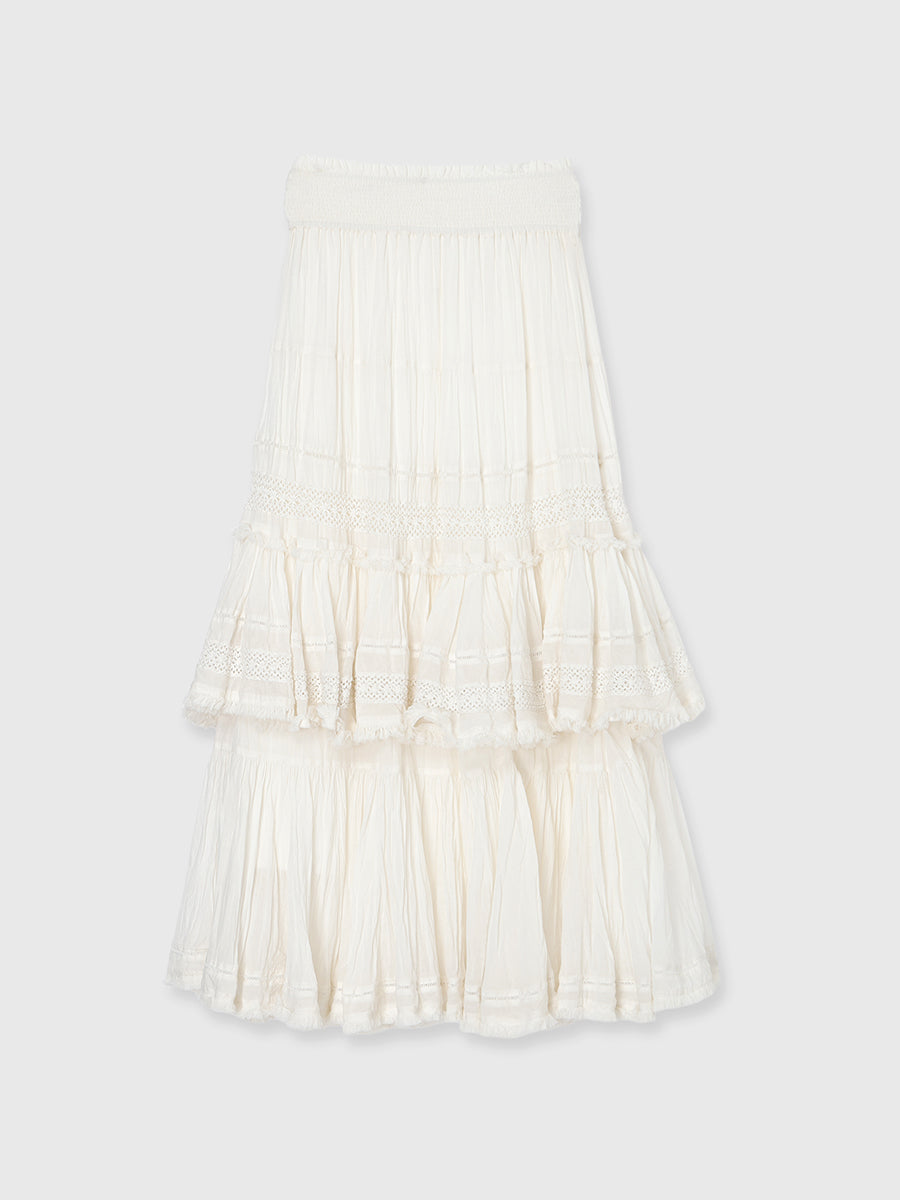 Indiaクリンクルティアードマキシスカート