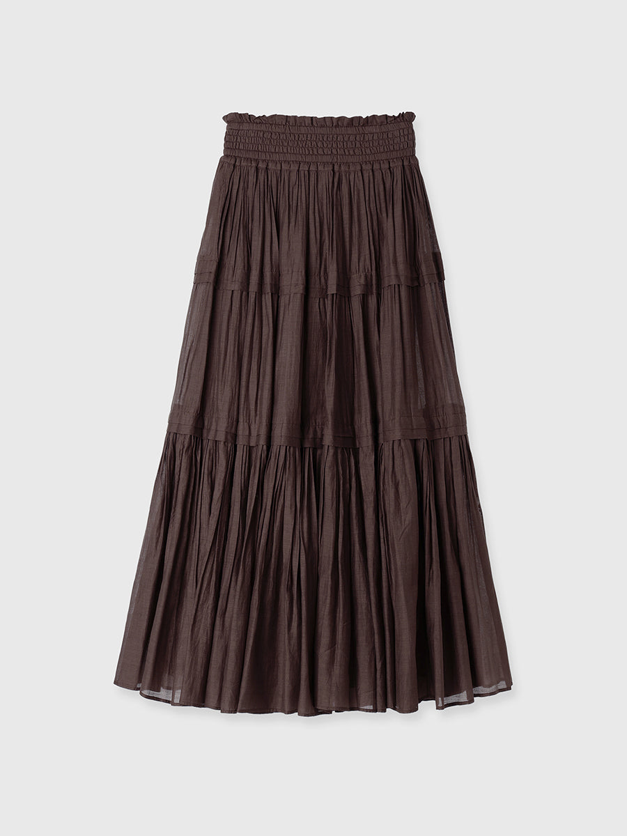 Indiaシルクブレンドティアードスカート