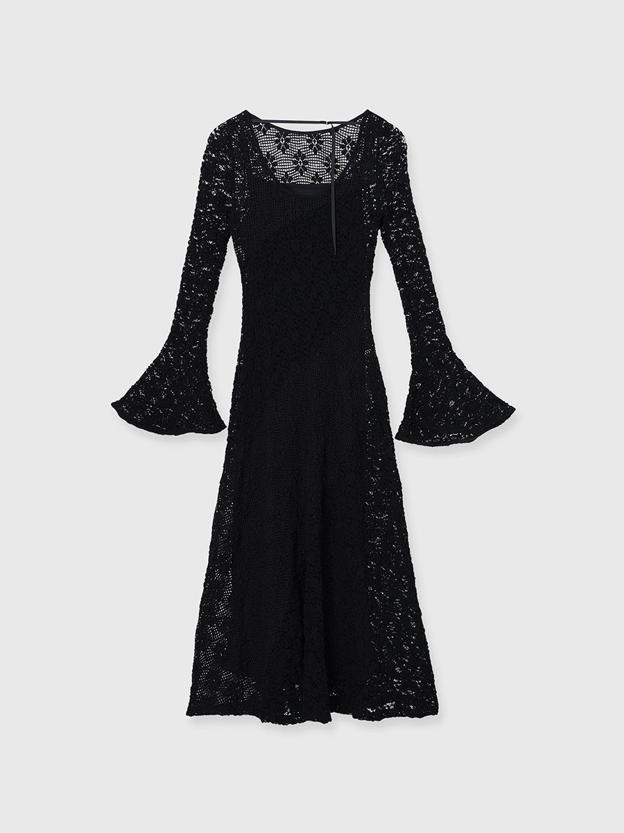anuans【✨極美品✨】シュリンクレースパネルワンピース シュリンクレースパネルワンピース