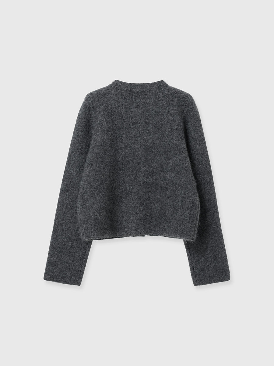 カシミヤブレンドノーカラーニットジャケット