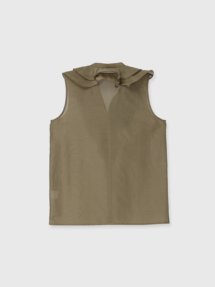 シルクブレンドシアーフリルブラウス