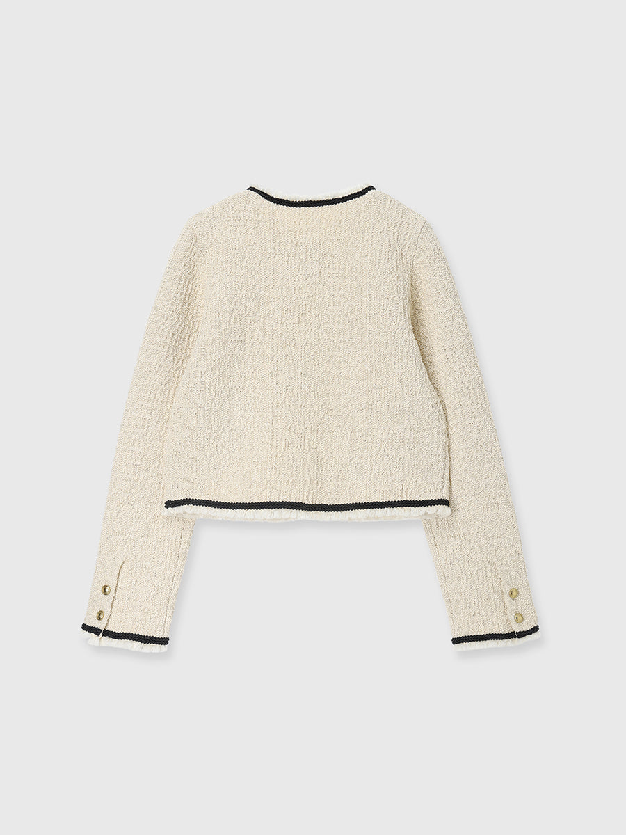 クラシカルノーカラーニットジャケット