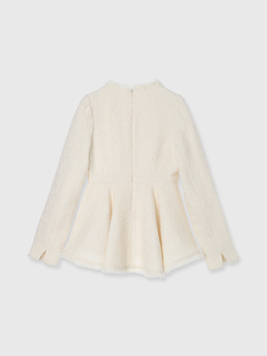 ツイードペプラムブラウス