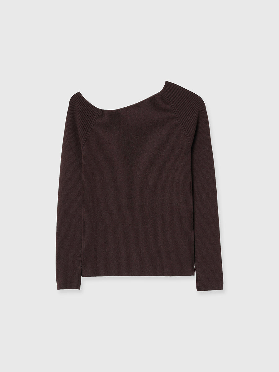 シルクカシミヤブレンドフィットリブアシンメトリーニット