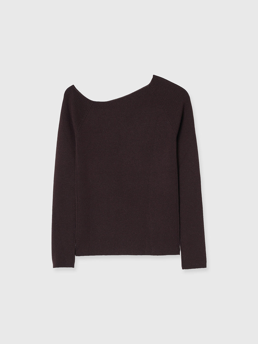 シルクカシミヤブレンドフィットリブアシンメトリーニット