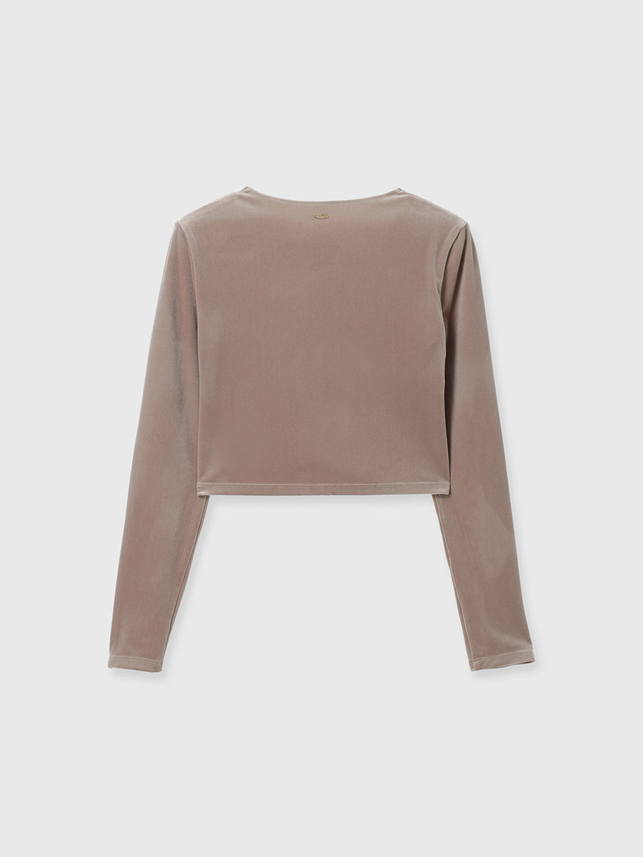 ベロアクロップドカットトップス