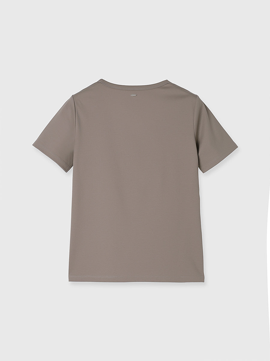 anuans シルクタッチコットンUネックTシャツ シルクタッチコットンUネックTシャツ