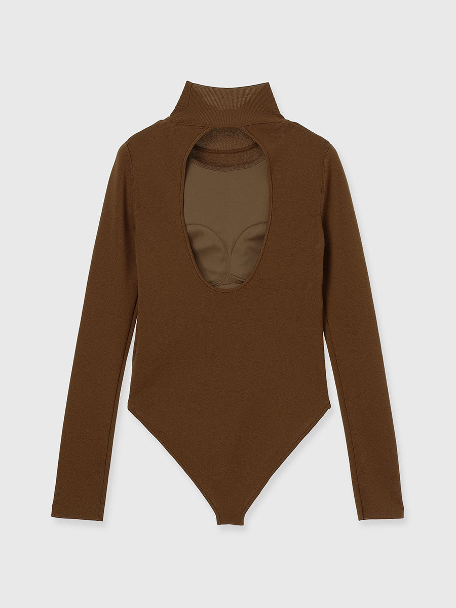 バックオープンニットボディスーツ