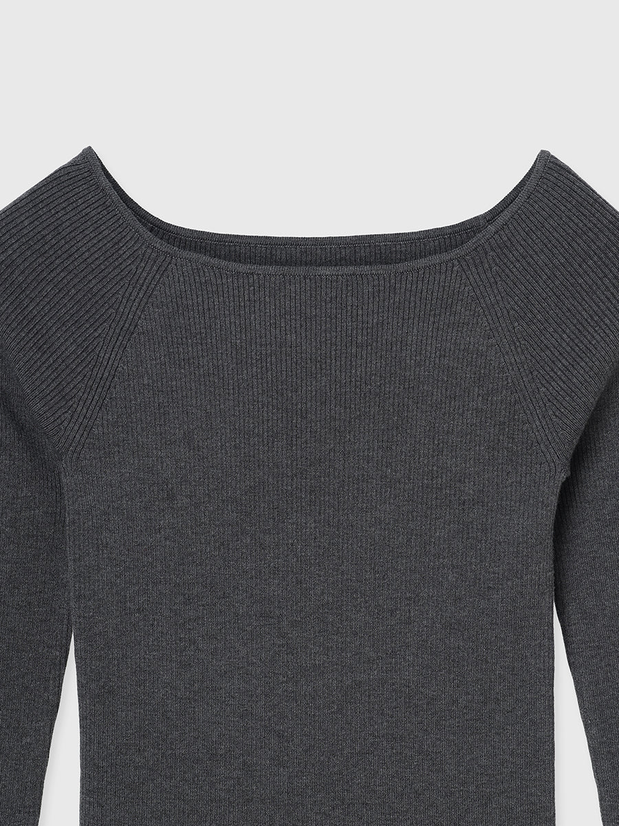 シルクカシミアブレンドボートネックニット