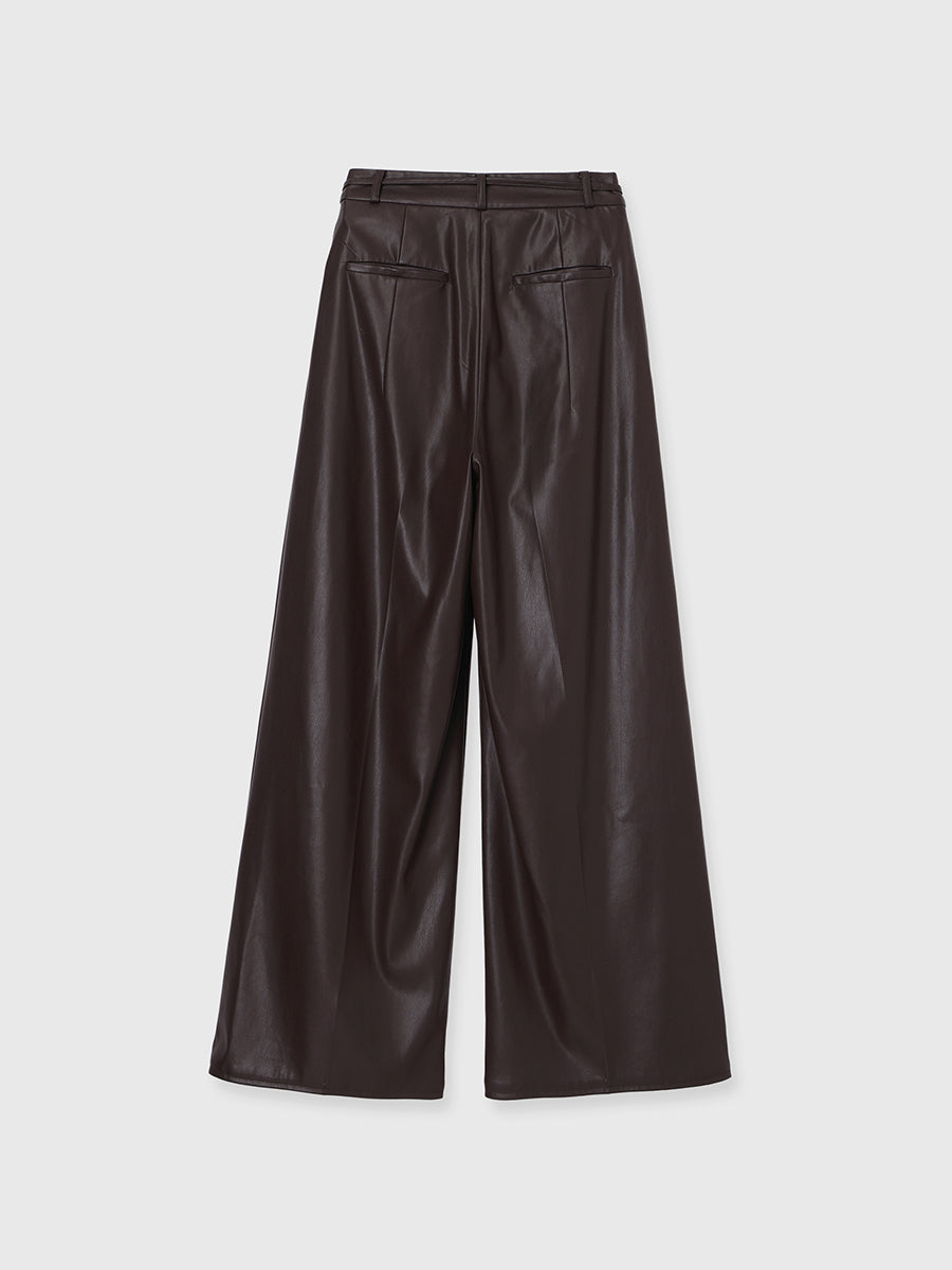 レザーライクリボンベルトパンツ