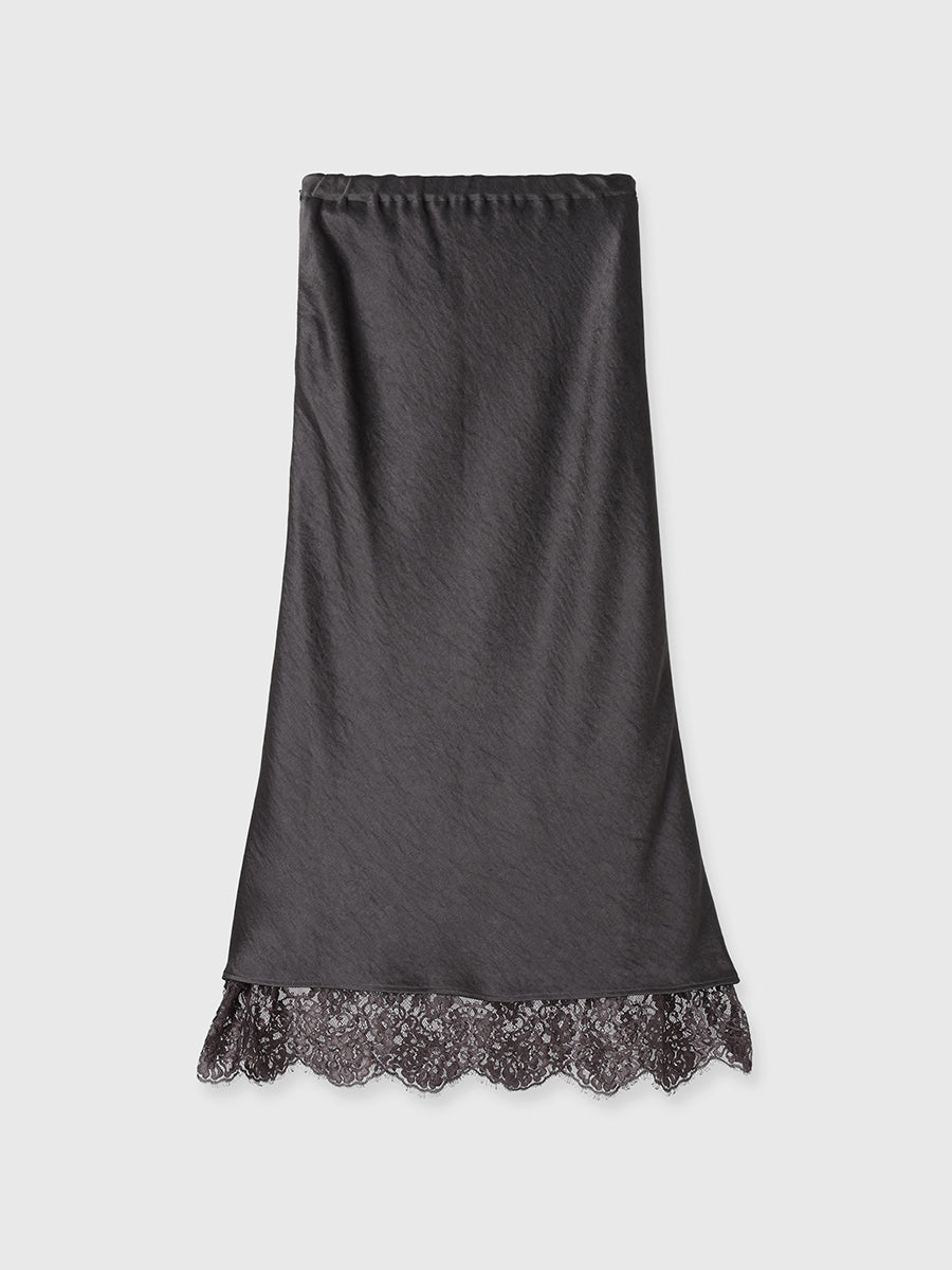 レースレイヤードサテンナロースカート
