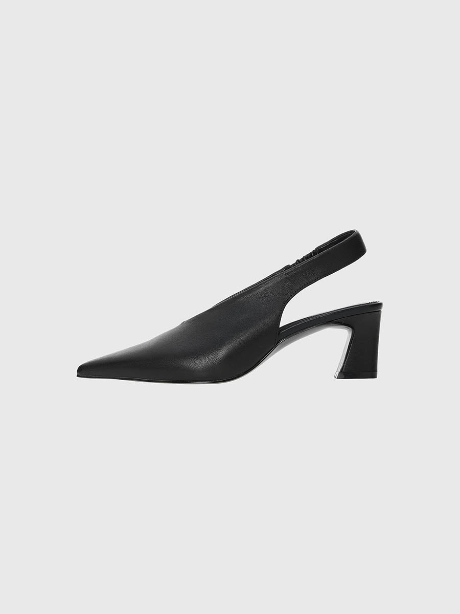 ラムレザースリングバッグパンプス