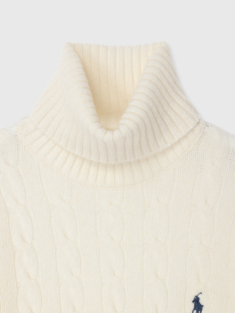 【POLO RALPH LAUREN】Wool-Cashmere Cable Turtleneck Sweater