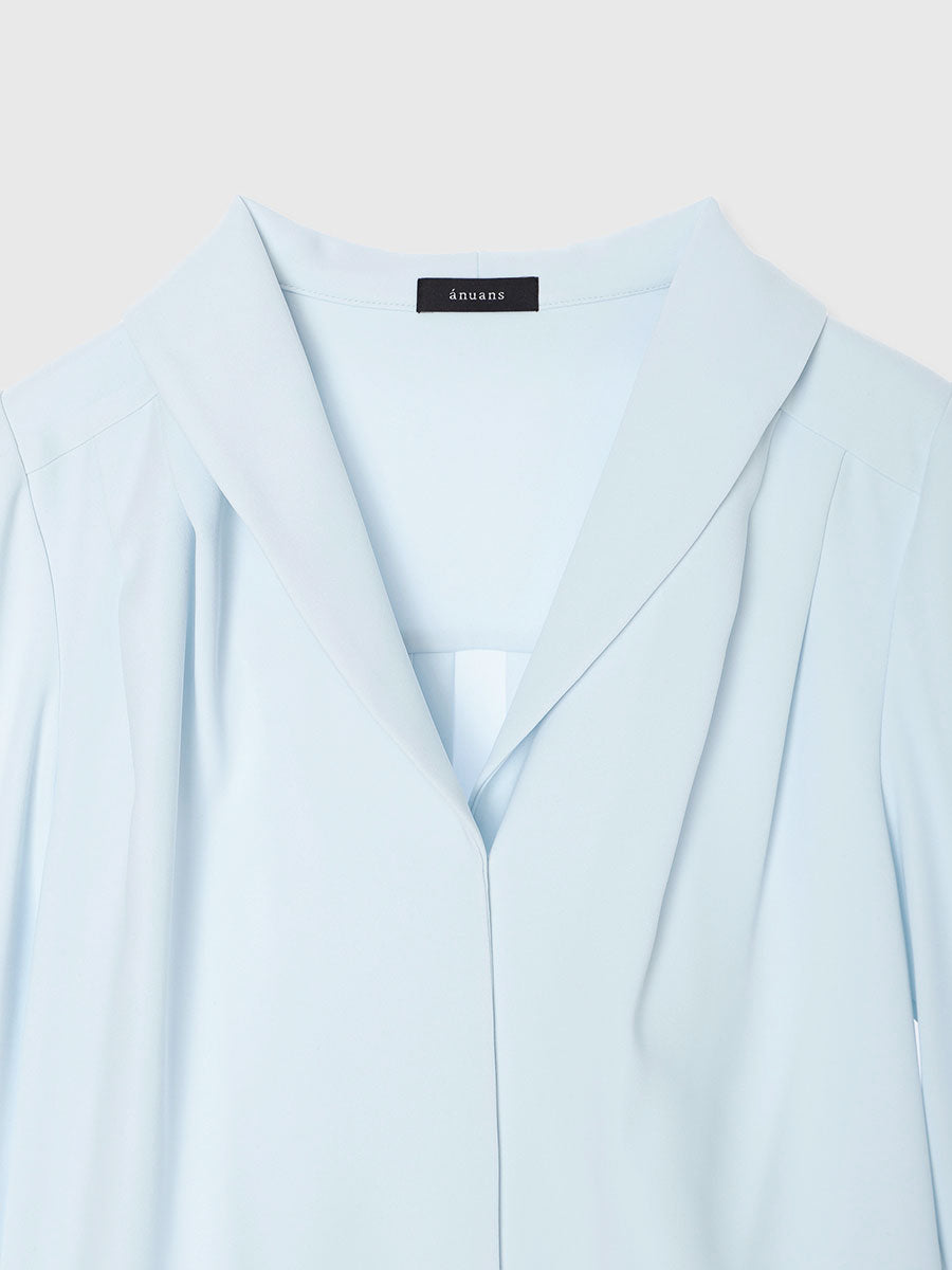 ダブルサテンショールカラーブラウス
