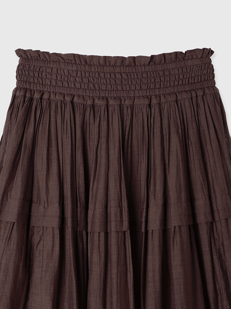 Indiaシルクブレンドティアードスカート