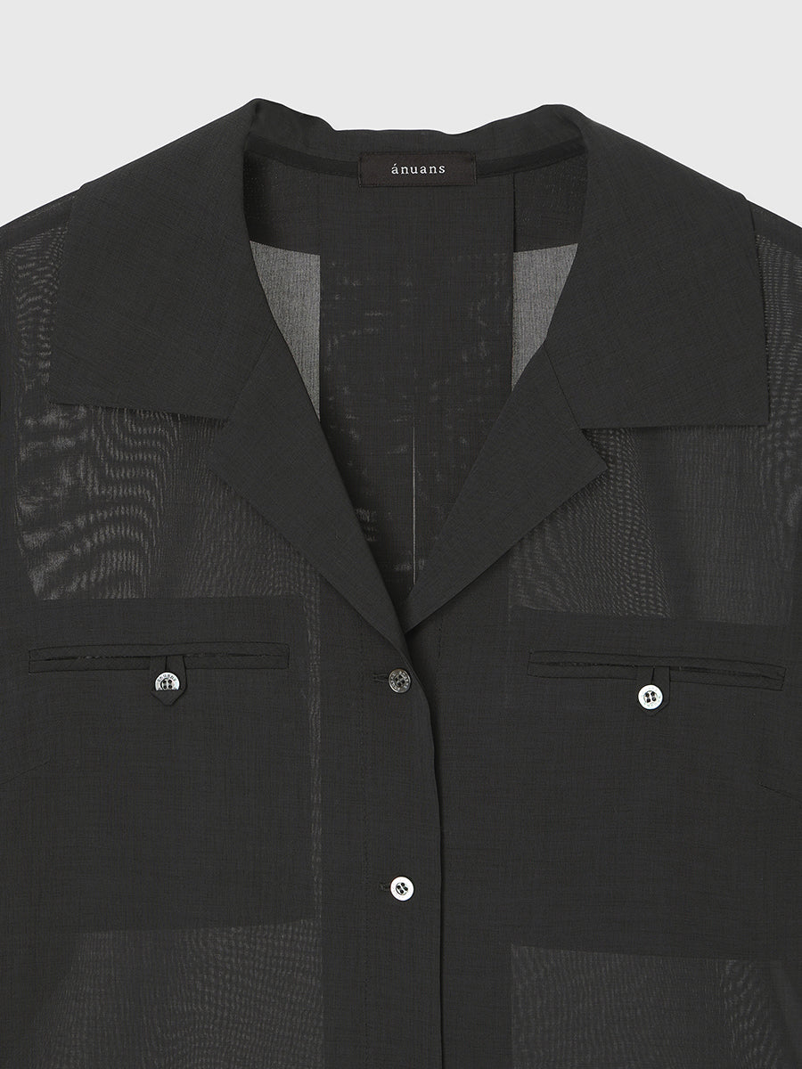 セミシアーオープンカラーブラウス