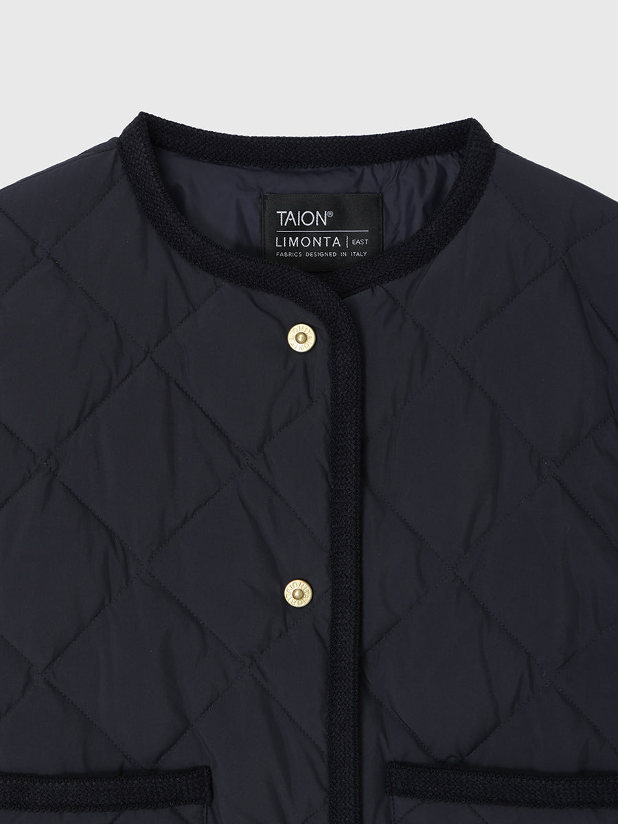 【TAION×anuans】ノーカラーキルティングショートダウン