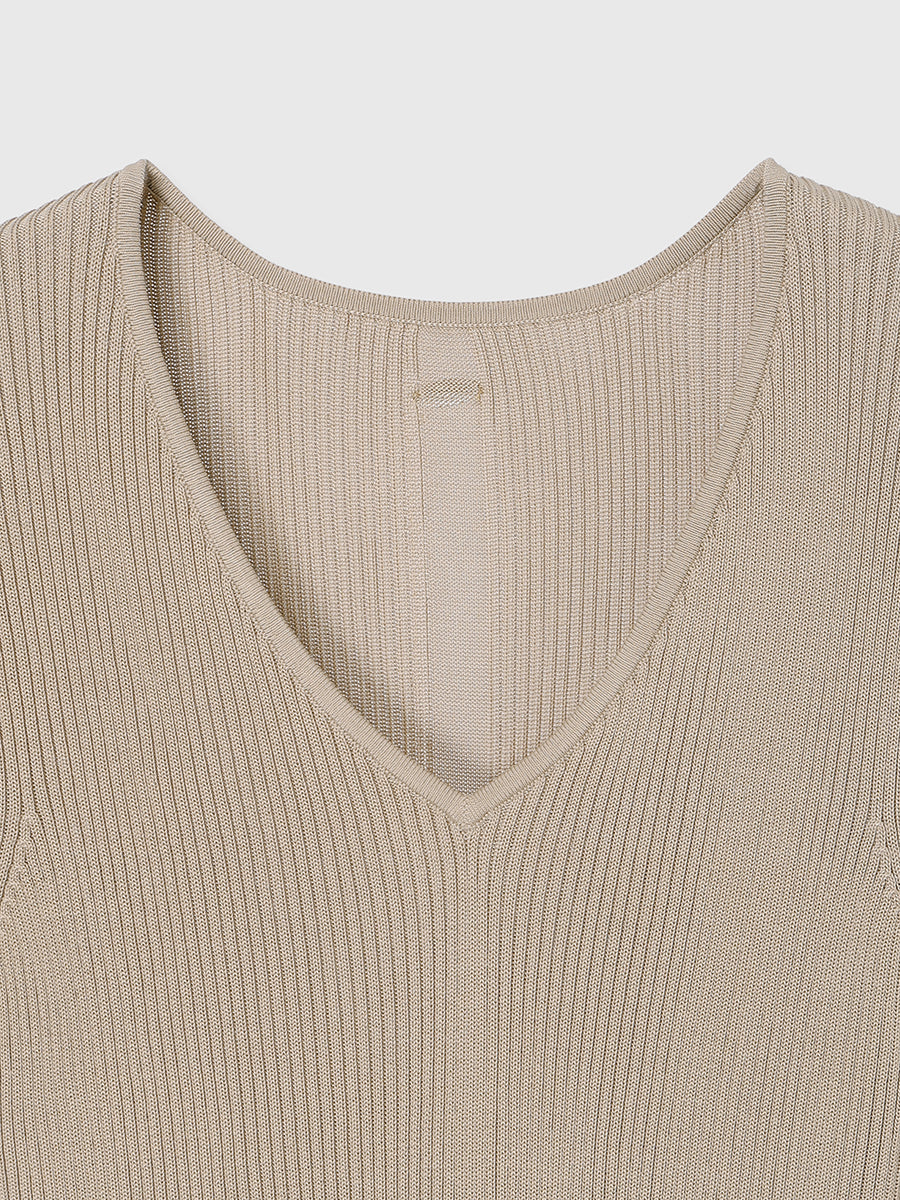 リュクスビスコースリブニットプルオーバー